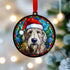 Irish Wolfhound in Santa Hat Suncatcher Decoration